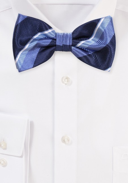 Blue Regimental Striped Bow Tie