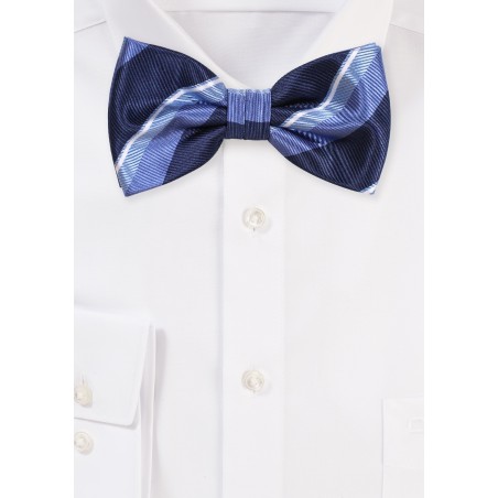 Blue Regimental Striped Bow Tie