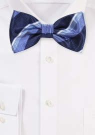 Blue Regimental Striped Bow Tie
