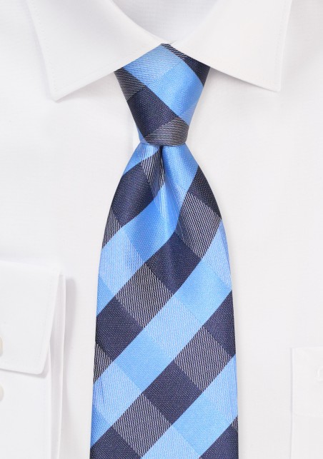 Blue Plaid Tie in XL