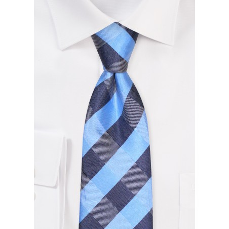 Blue Plaid Tie in XL