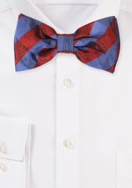 Rust and Steel Blue Plaid Bow Tie in Pre-Tied Style