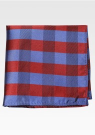 Checkered Pocket Square in Rust and Steel Blue