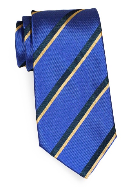 XL Marine Blue Striped Tie with Black and Gold | Tie in XXL Length