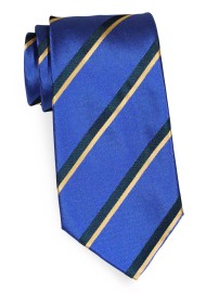 Marine Blue Striped Tie with Black and Gold
