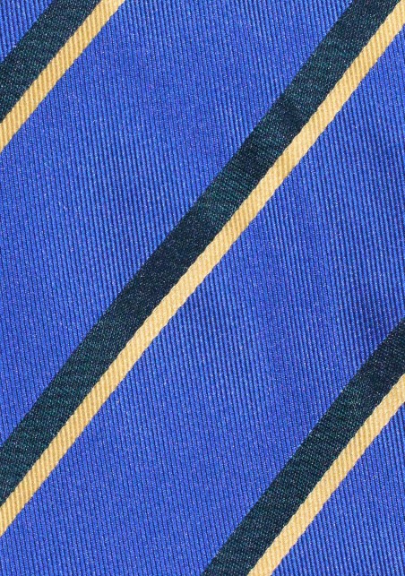Marine Blue Striped Tie with Black and Gold