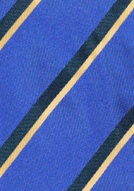 Marine Blue Striped Tie with Black and Gold