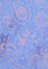 Extra Long Sky Blue and Silver Paisley Tie