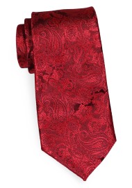 Extra Long Tie - Victorian Burgundy Paisley Necktie in XL
