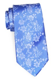 Extra Long Sky Blue Floral Necktie