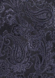 Black Woven Paisley Necktie | Solid Paisley Tie in Jet Black