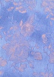 Light Blue and Silver Ribbed Textured Floral Tie