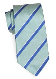 Repp Striped Necktie in Sage Green and Blue