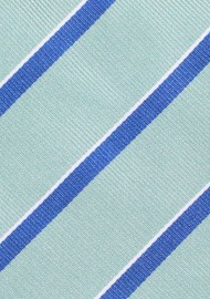 Repp Striped Necktie in Sage Green and Blue