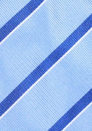 Sky Blue Repp Tie with Navy Blue Stripes