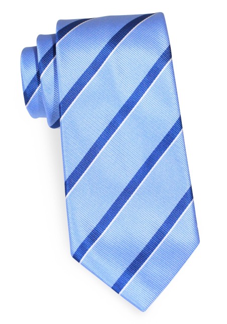 Sky Blue and Navy Repp Striped Tie in XL Length