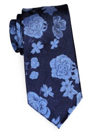 Midnight Blue Tie with Roses