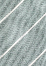 Eucalyptus Green Tie with Thin Stripes in Cream in XXL Length