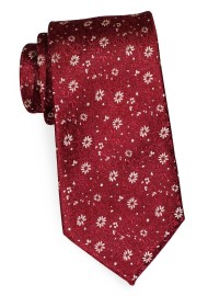 Wine Red Extra Long Necktie with Golden Blossoms