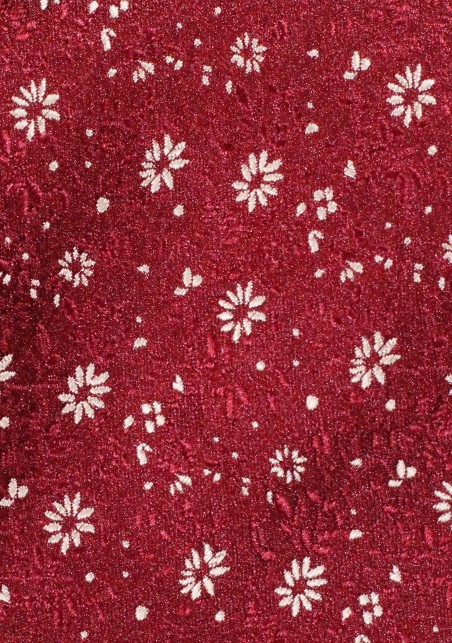 Wine Red Extra Long Necktie with Golden Blossoms