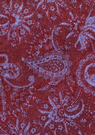 Extra Long Burgundy and Steel Blue Paisley Necktie