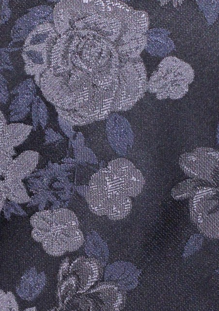 Black Tie with Embroidered Roses in Charcoal