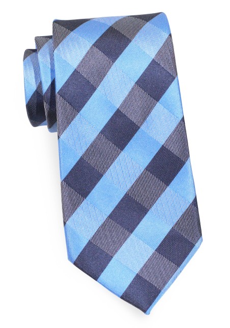 Blue Plaid Tie in XL