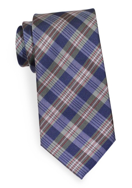 Extra Long Tie in Checks of Navy and Green