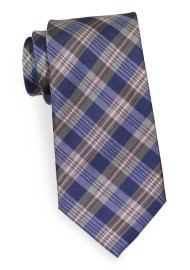Extra Long Tie in Checks of Navy and Green