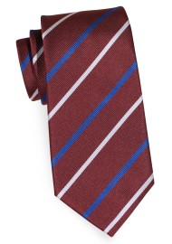 Extra Long Necktie in Burgundy, Tan, Navy