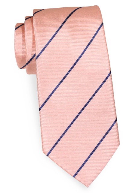 Peach and Navy Stripe Necktie in XXL