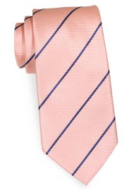 Peach and Navy Stripe Necktie in XXL