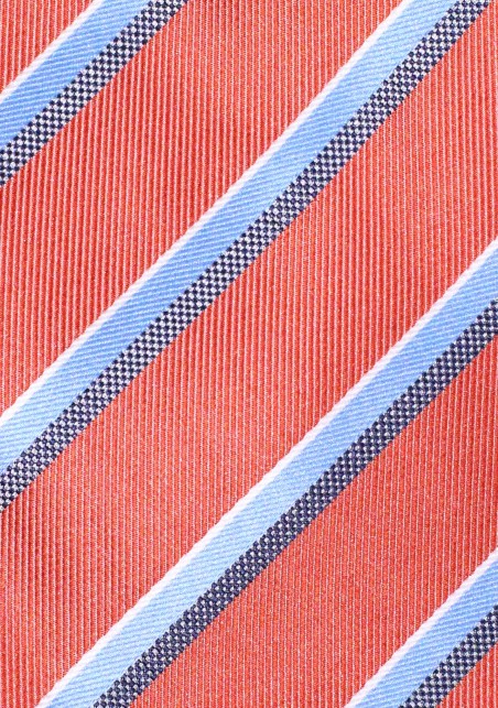 Cinnamon Colored Tie with Modern Light Blue Stripes