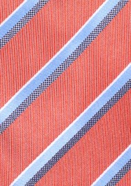 Cinnamon Extra Long Tie with Modern Light Blue Stripes