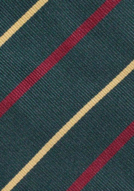 Regimental Stripe Necktie in Hunter, Gold, Burgundy