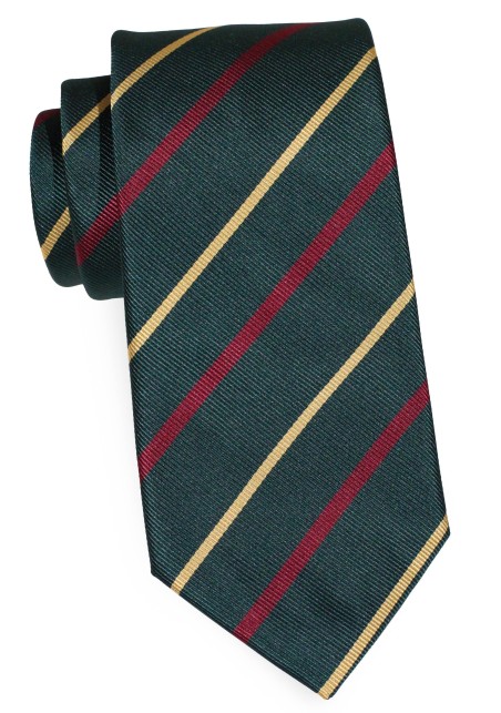 Burgundy, Gold, Hunter Green Striped Tie in XL