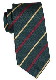 Burgundy, Gold, Hunter Green Striped Tie in XL