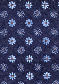 Dark Navy Blue Floral Tie in XL - Extra Long Navy Ties