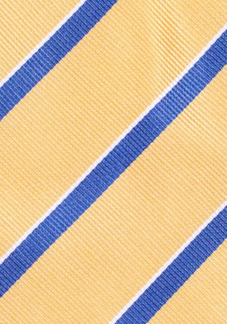 Extra Long Tie in Golden Yellow and Blue Stripe