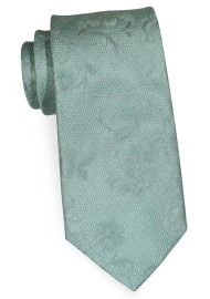 Matte Finish Floral Tie in Willow Green