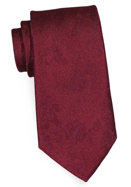 Wine Woven Floral Necktie