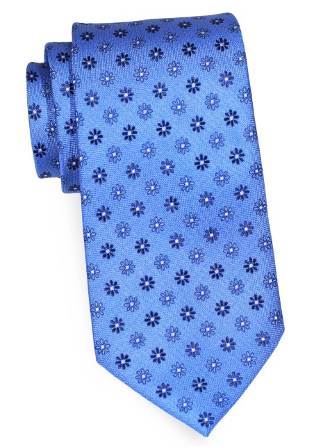 Floral Tie in XL Length in Shades of Blue