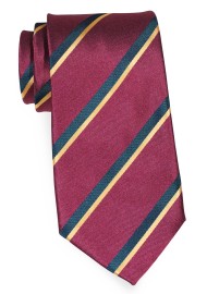 Extra Long Mens Tie in Burgundy, Black, Gold Stripe