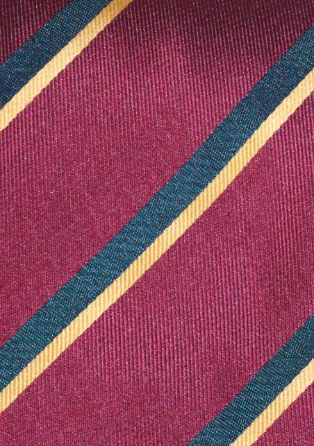 Burgundy Mens Tie with Modern Black and Gold Stripes
