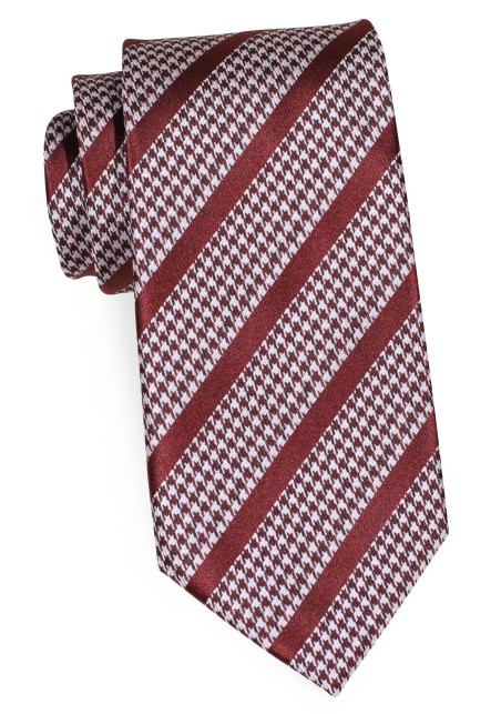 Copper XL Tie in Houndstooth Check Stripe