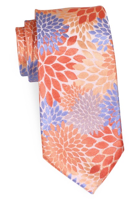 Bright Tangerine Geometric Floral Designer Tie