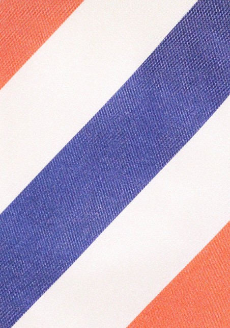 Wide Striped Summer Tie in Navy, Orange, and Cream