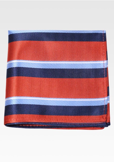 Ochre and Blue striped Pocket Square