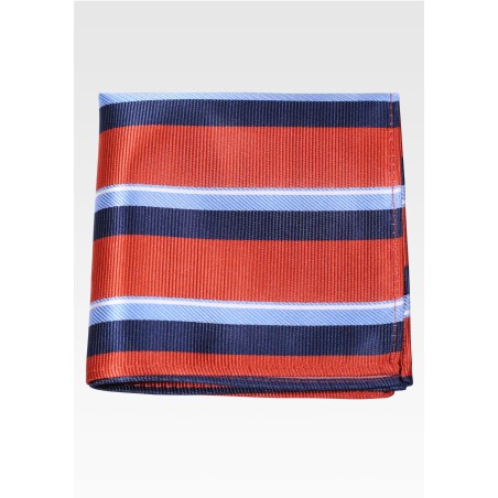 Ochre and Blue striped Pocket Square