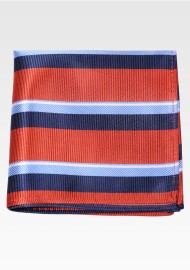 Ochre and Blue striped Pocket Square
